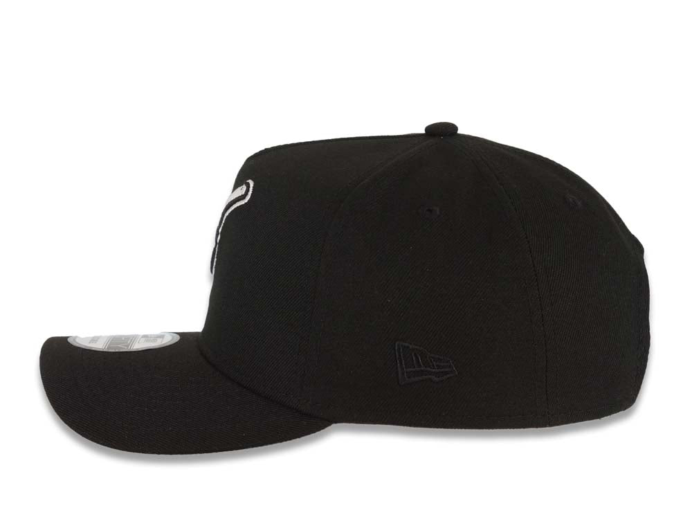 San Diego Padres New Era MLB 9FORTY 940 A-Frame Adjustable Cap Hat Black Crown/Visor Black/White Swinging Friar Logo 1998 World Series Side Patch