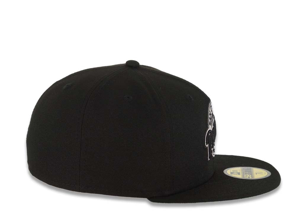 San Diego Padres New Era MLB 59FIFTY 5950 Fitted Cap Hat Black Crown/Visor Black/White Baseball Club Logo Green UV