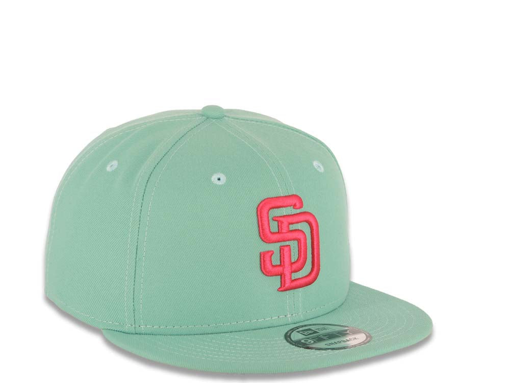(City Connect Color) San Diego Padres New Era MLB 9FIFTY 950 Snapback Cap Hat Light Teal Crown/Visor Magenta Gray UV