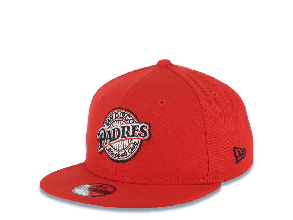 (Youth) San Diego Padres New Era MLB 9FIFTY 950 Kid Snapback Cap Hat Red Crown/Visor Black/Red Baseball Club Logo 1998 World Series Side Patch