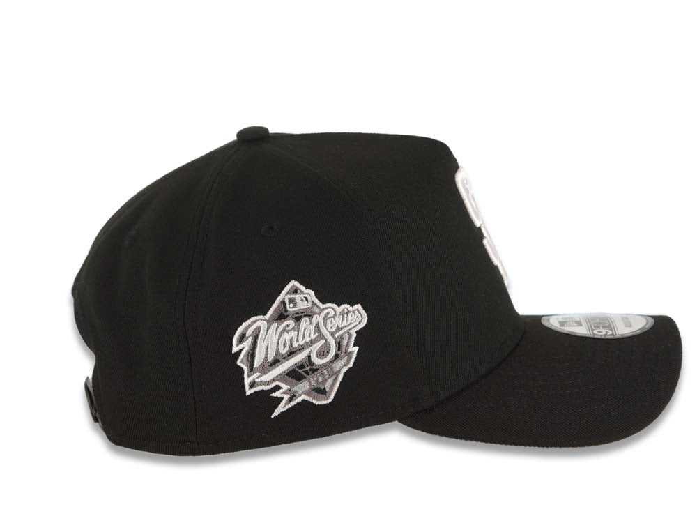 San Diego Padres New Era MLB 9FORTY 940 Adjustable A-Frame Cap Hat Black Crown/Visor White Logo With Palm Tree 1998 World Series Side Patch Gray UV