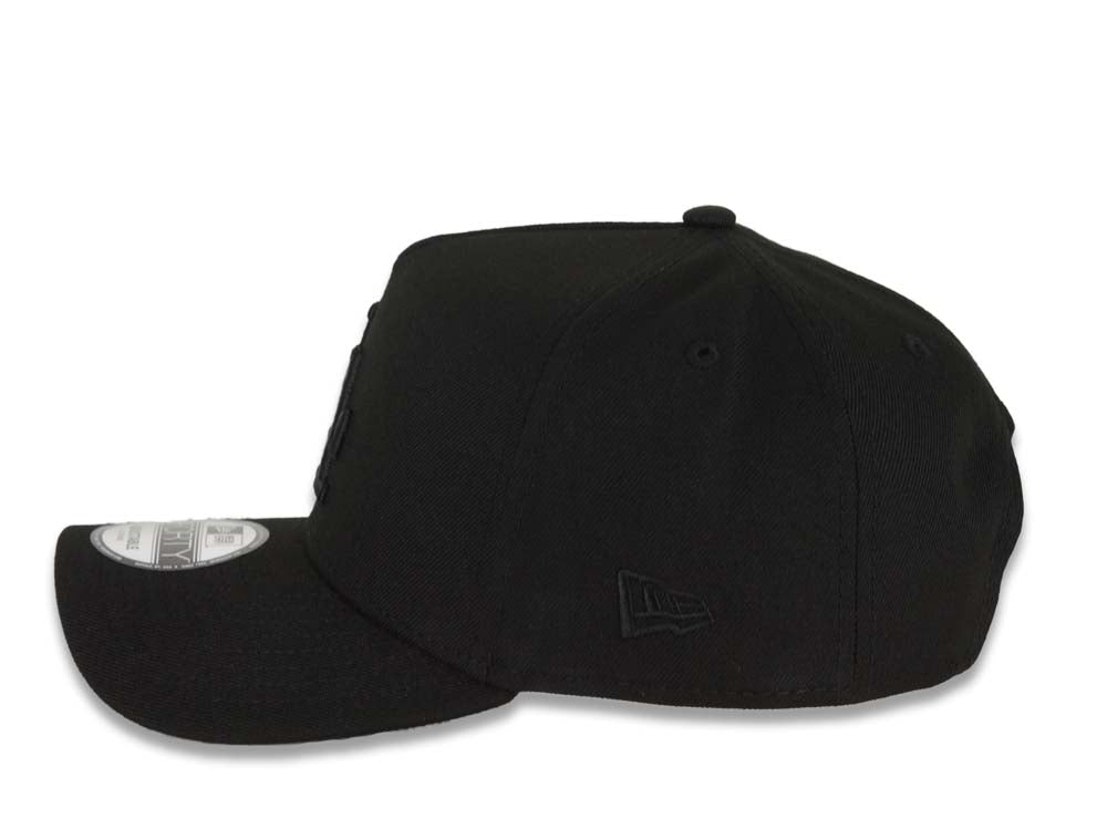 Los Angeles Dodgers New Era MLB 9FORTY 940 Adjustable A-Frame Cap Hat Black Crown/Visor Black Logo Gray UV