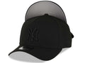New York Yankees New Era MLB 9FORTY 940 Adjustable A-Frame Cap Hat Black Crown/Visor Black Logo Gray UV