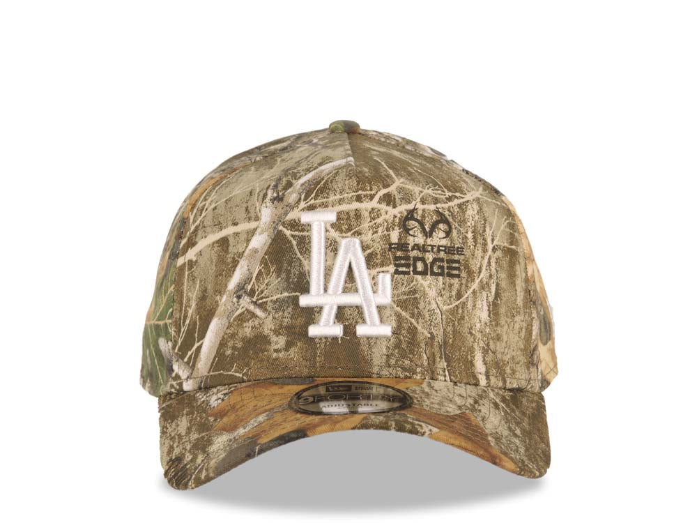 Los Angeles Dodgers New Era MLB 9FORTY 940 Adjustable A-Frame Cap Hat Real Tree Edge Camo Crown/Visor White Logo Gray UV