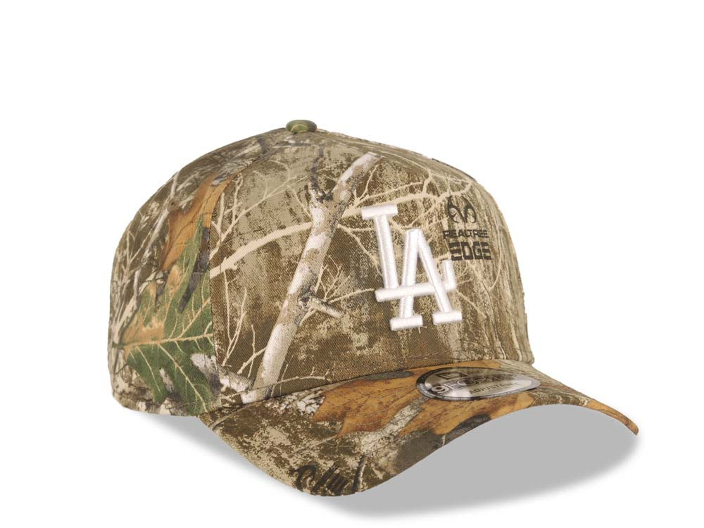 Los Angeles Dodgers New Era MLB 9FORTY 940 Adjustable A-Frame Cap Hat Real Tree Edge Camo Crown/Visor White Logo Gray UV