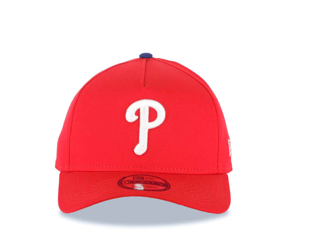 Philadelphia Phillies New Era MLB 9FORTY 940 Adjustable A-Frame Cap Hat Red Crown/Visor White Logo Gray UV