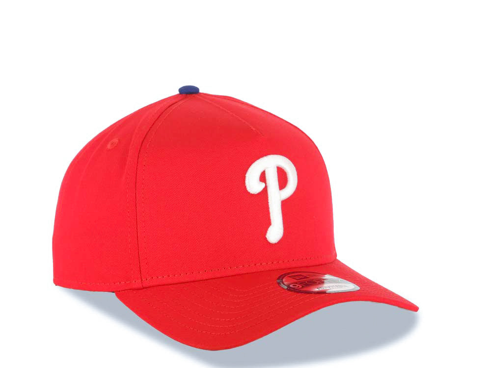 Philadelphia Phillies New Era MLB 9FORTY 940 Adjustable A-Frame Cap Hat Red Crown/Visor White Logo Gray UV