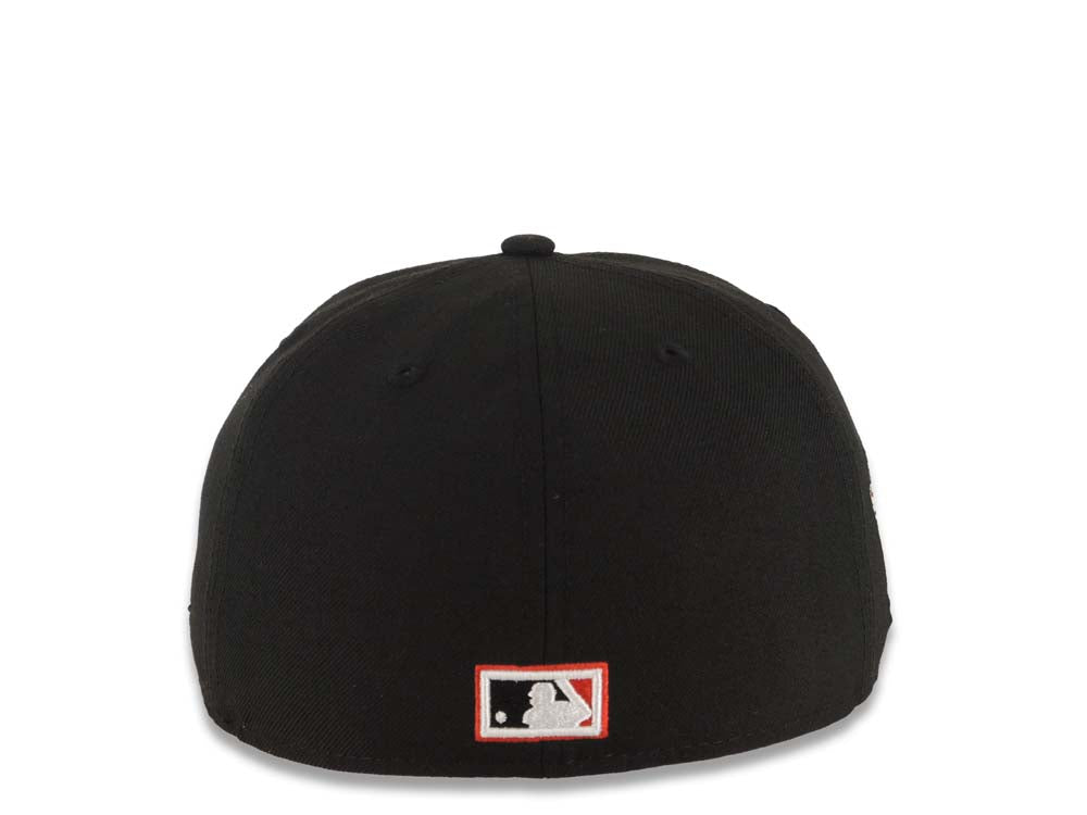 Los Angeles Dodgers New Era MLB 59FIFTY 5950 Fitted Cap Hat Black Crown/Visor White Logo With Palm Tree 40th Anniversary Side Patch Red UV