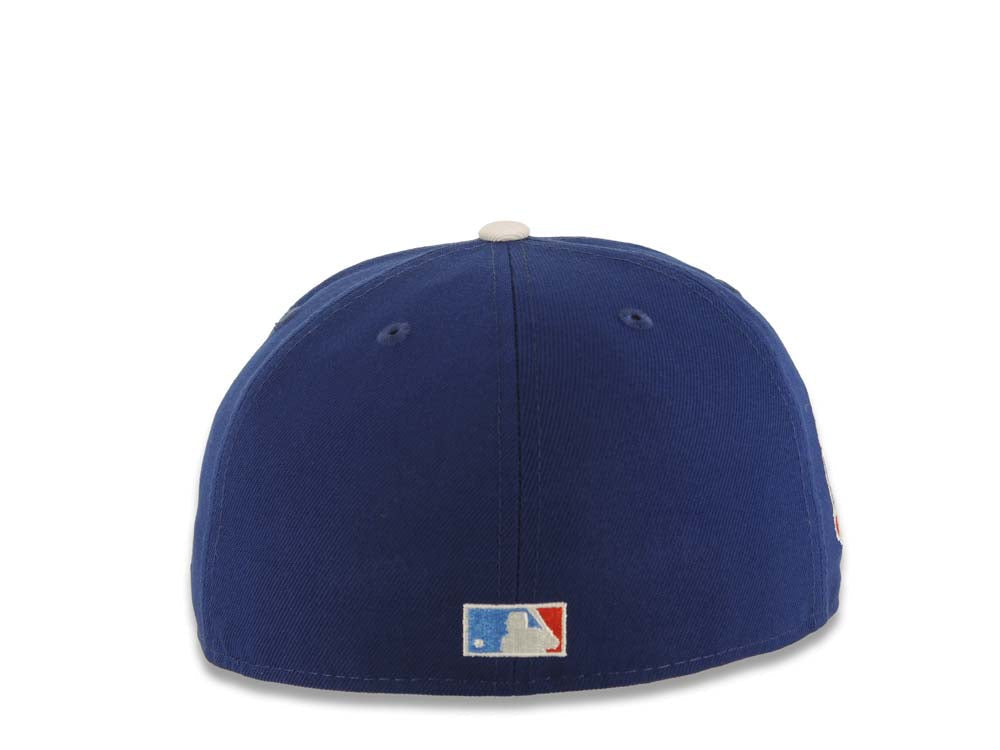 Los Angeles Dodgers New Era MLB 59FIFTY 5950 Fitted Cap Hat Dark Royal Crown/Visor White Upside Down Logo 60th Anniversary Side Patch Green UV