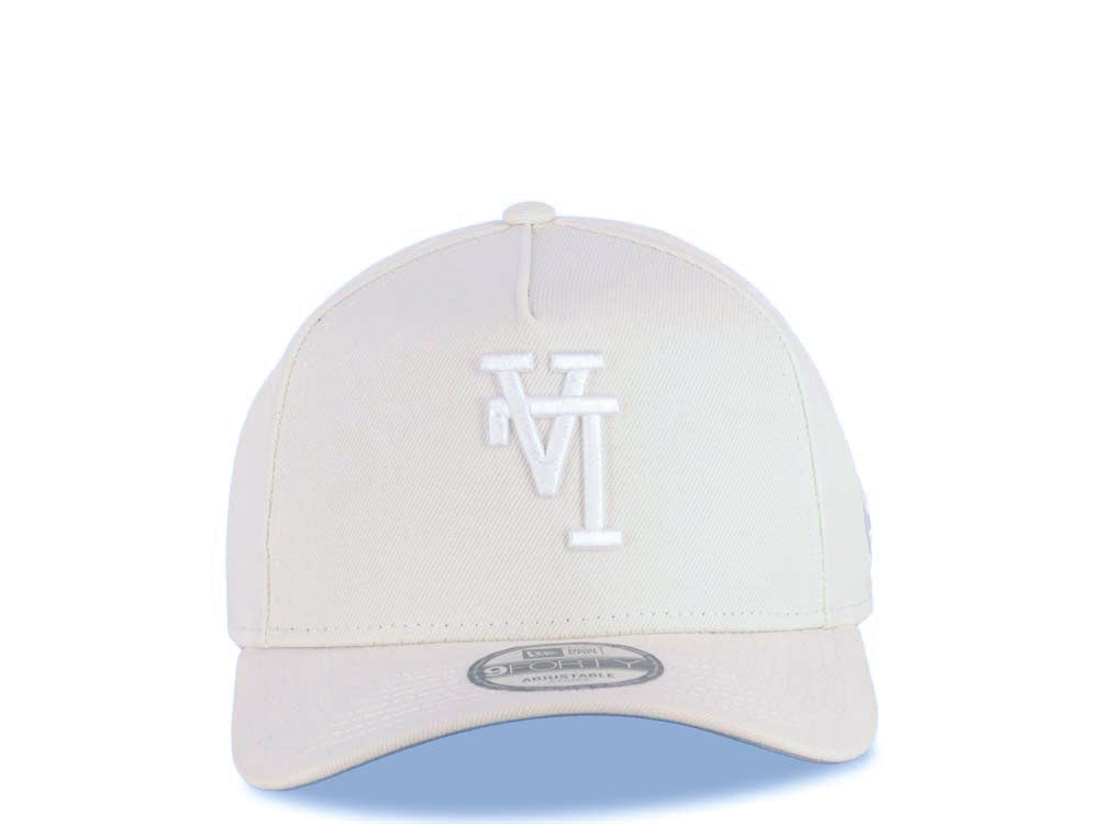Los Angeles Dodgers New Era MLB 9FORTY 940 Adjustable A-Frame Cap Hat Cream Crown/Visor White Logo Gray UV