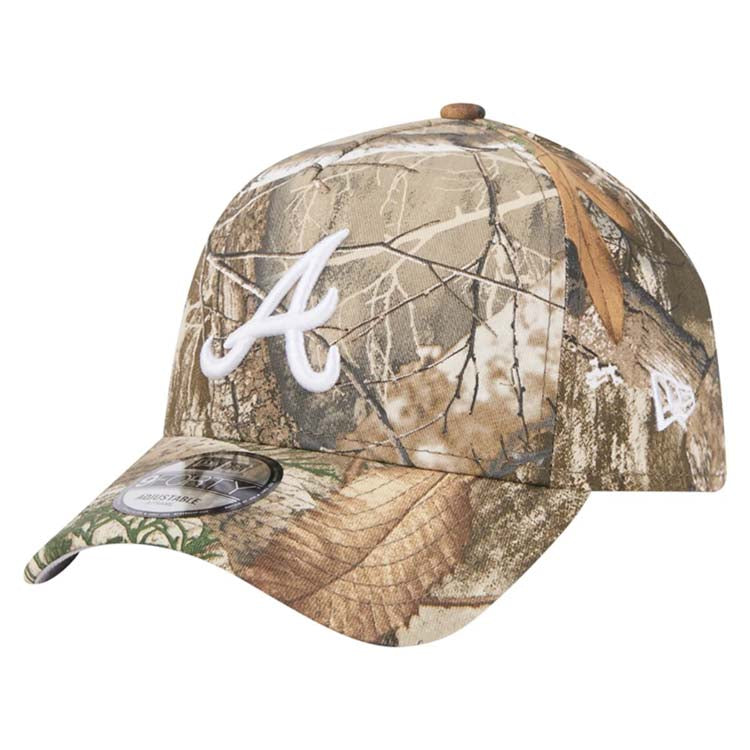 Atlanta Braves New Era MLB 9FORTY 940 A-Frame Adjustable Snapback Cap Hat Real Tree Camo Crown/Visor White Logo