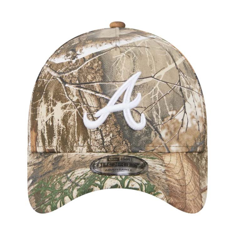 Atlanta Braves New Era MLB 9FORTY 940 A-Frame Adjustable Snapback Cap Hat Real Tree Camo Crown/Visor White Logo