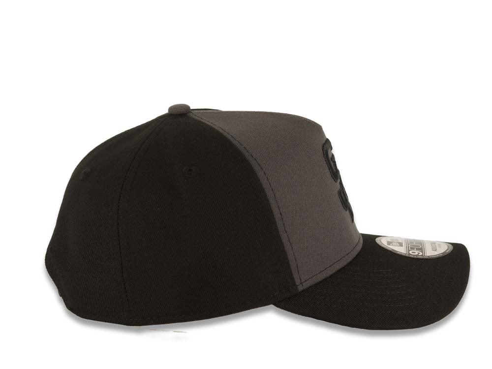 San Diego Padres New Era MLB 9FORTY 940 Adjustable A-Frame Cap Hat Dark Gray/Black Crown Black Visor Black Logo