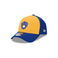 Milwaukee Brewers New Era MLB 9FORTY 940 Adjustable A-Frame Cap Hat Yellow/Royal Blue Crown Royal Blue Visor Team Color Logo