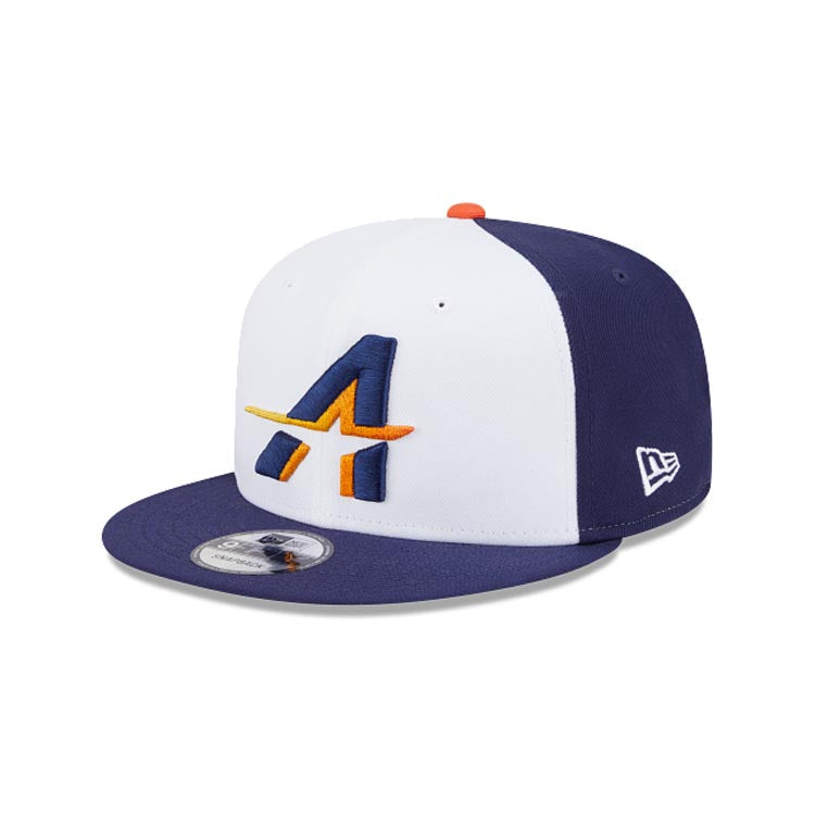 Houston Astros New Era MLB 9FIFTY 950 Snapback Cap Hat White/Navy Blue Crown Navy Blue Visor Orange/Navy Logo (2025 City Connect)