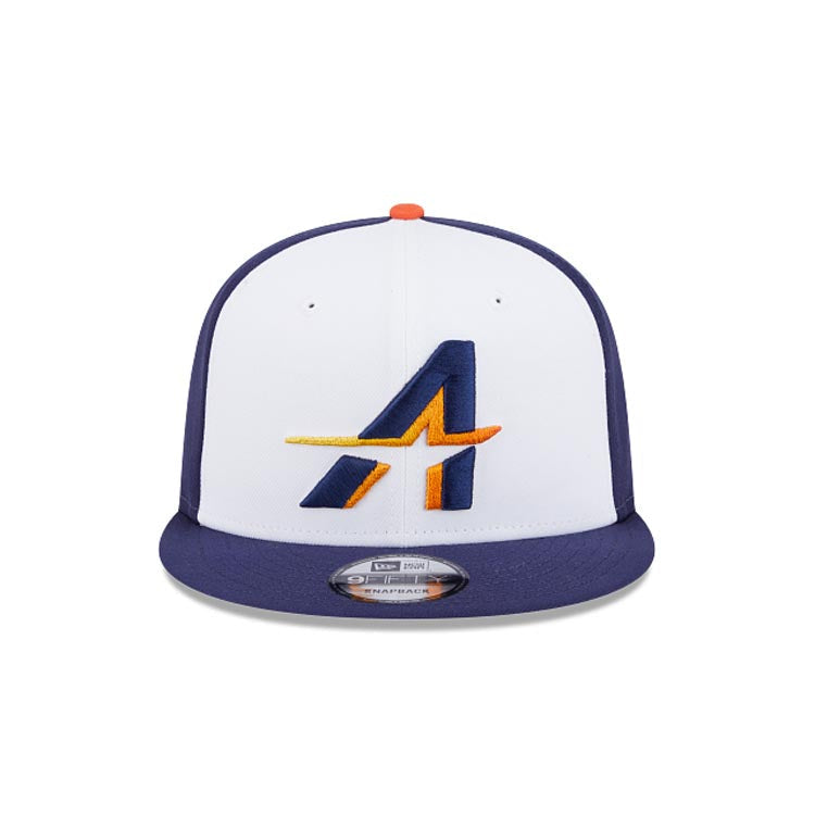 Houston Astros New Era MLB 9FIFTY 950 Snapback Cap Hat White/Navy Blue Crown Navy Blue Visor Orange/Navy Logo (2025 City Connect)