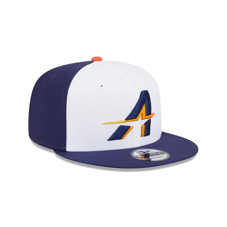 Houston Astros New Era MLB 9FIFTY 950 Snapback Cap Hat White/Navy Blue Crown Navy Blue Visor Orange/Navy Logo (2025 City Connect)