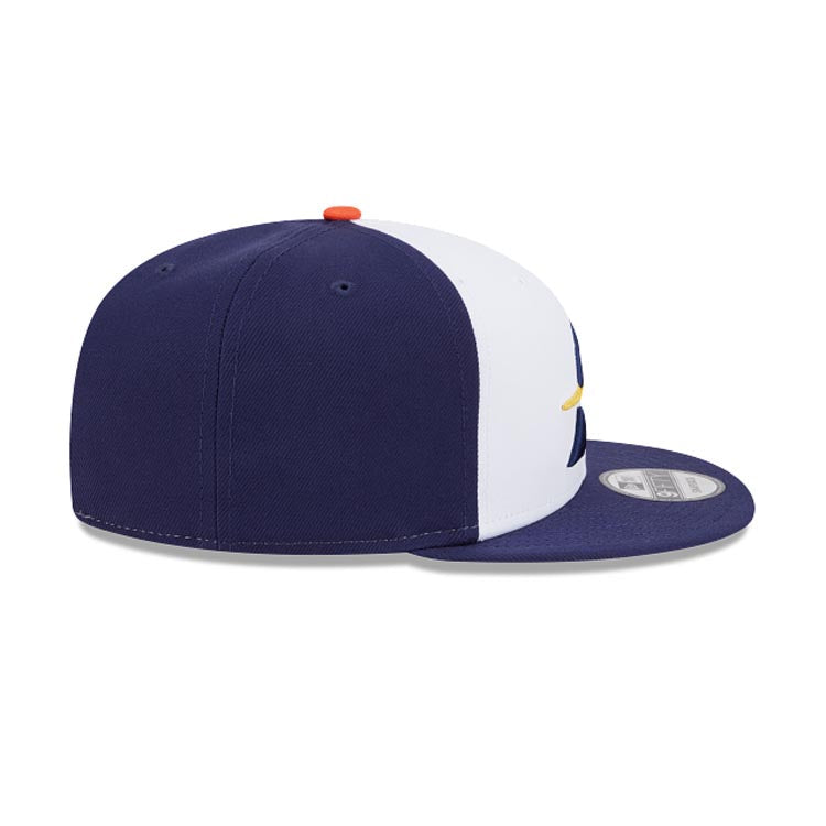 Houston Astros New Era MLB 9FIFTY 950 Snapback Cap Hat White/Navy Blue Crown Navy Blue Visor Orange/Navy Logo (2025 City Connect)