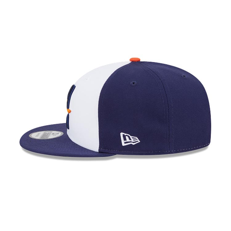 Houston Astros New Era MLB 9FIFTY 950 Snapback Cap Hat White/Navy Blue Crown Navy Blue Visor Orange/Navy Logo (2025 City Connect)
