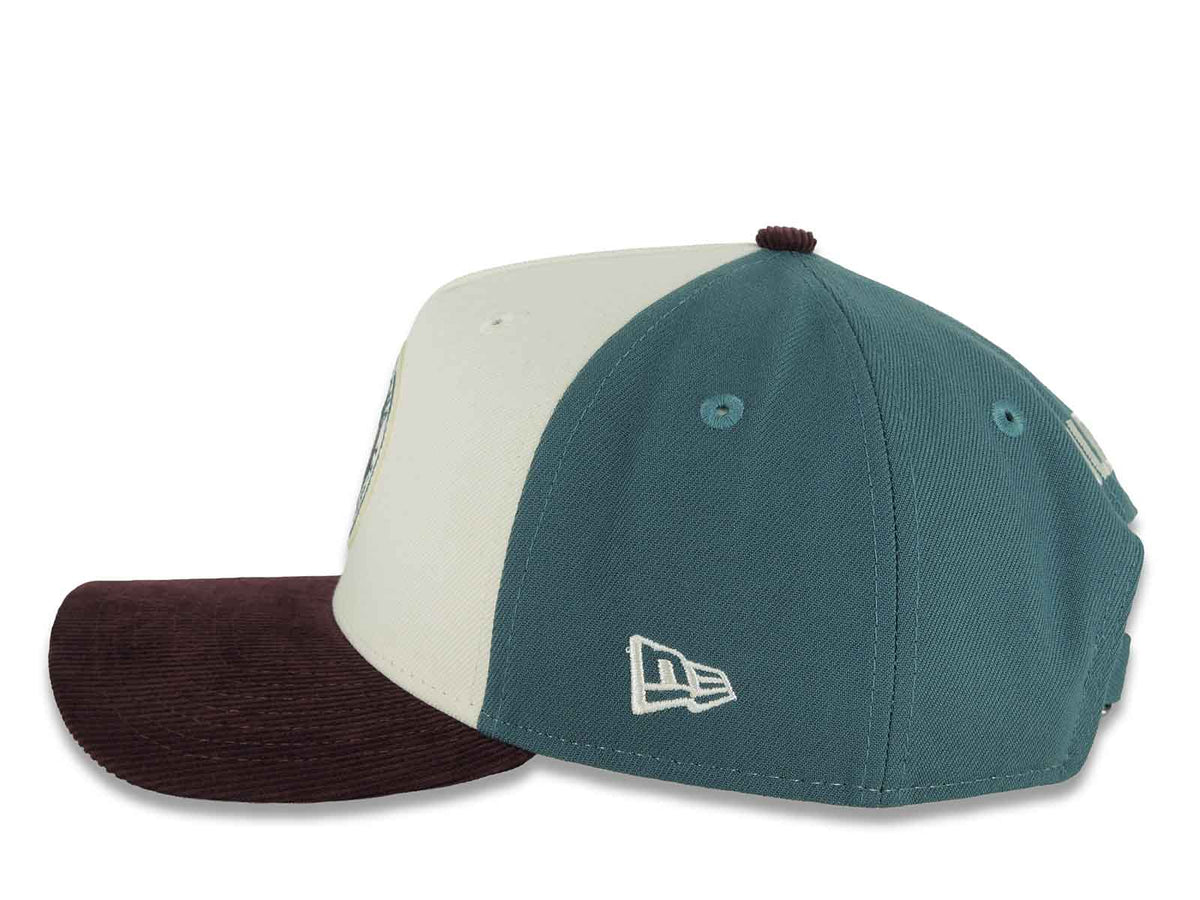 (Corduroy) Xolos de Tijuana New Era Liga MX 9FORTY 940 Adjustable A-Frame Cap Cream/Teal Crown Maroon Visor Teal/Maroon Logo Club Tijuana Side Patch