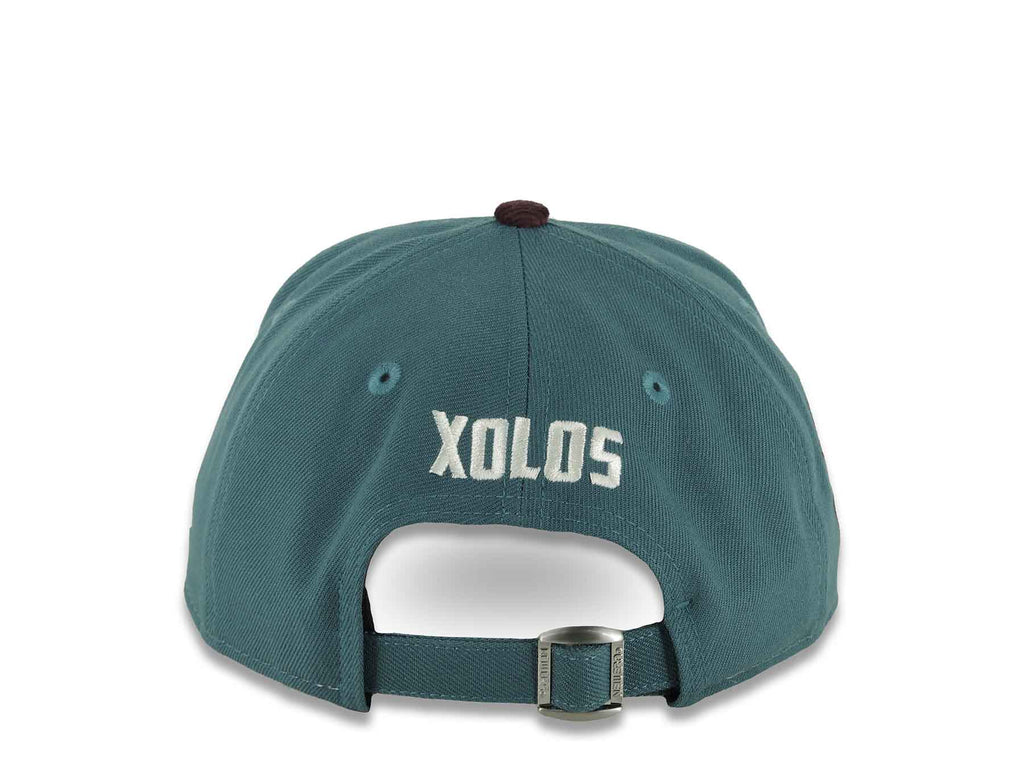 (Corduroy) Xolos de Tijuana New Era Liga MX 9FORTY 940 Adjustable A-Frame Cap Cream/Teal Crown Maroon Visor Teal/Maroon Logo Club Tijuana Side Patch