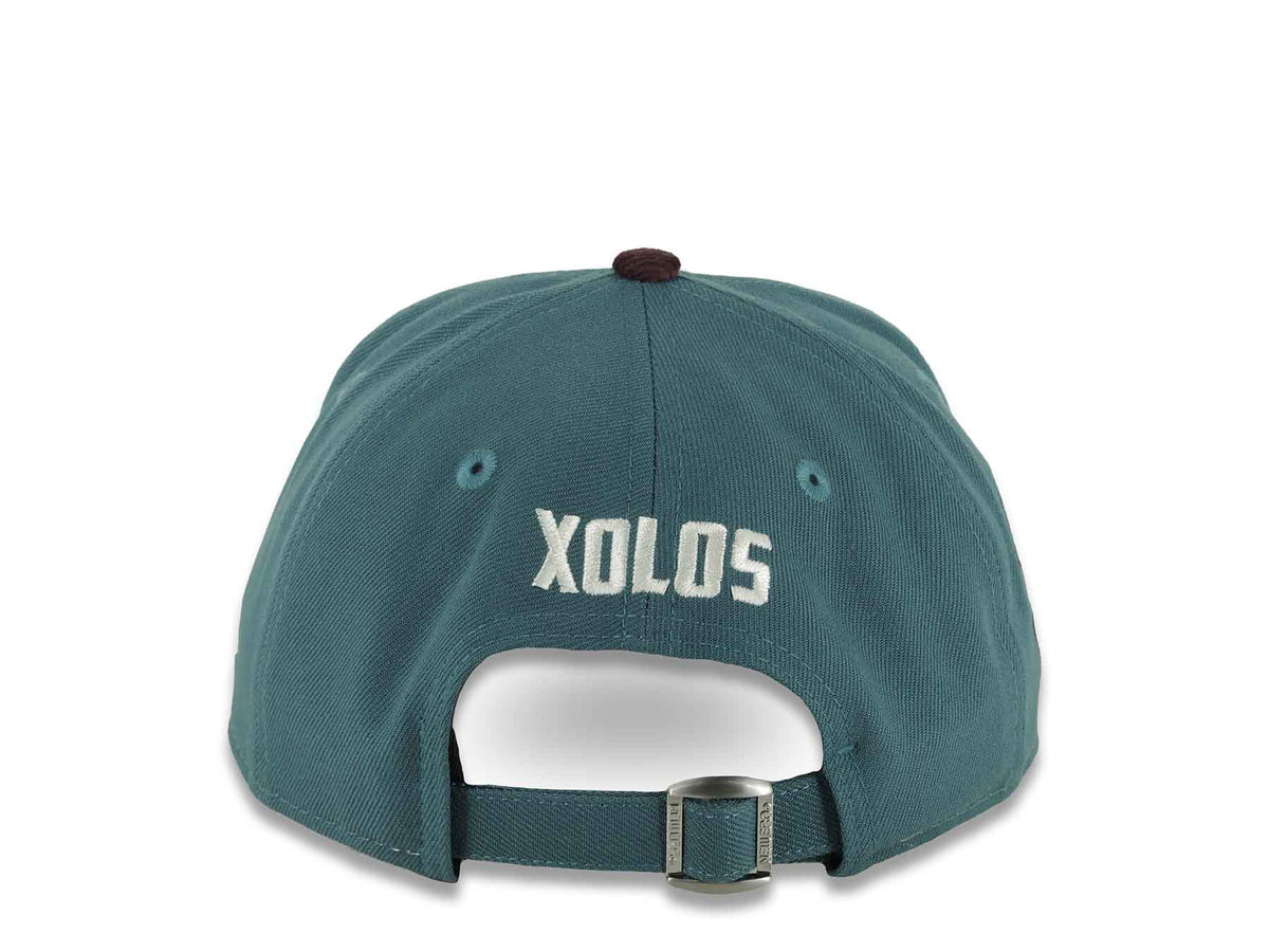 (Corduroy) Xolos de Tijuana New Era Liga MX 9FORTY 940 Adjustable A-Frame Cap Cream/Teal Crown Maroon Visor Teal/Maroon Logo Club Tijuana Side Patch