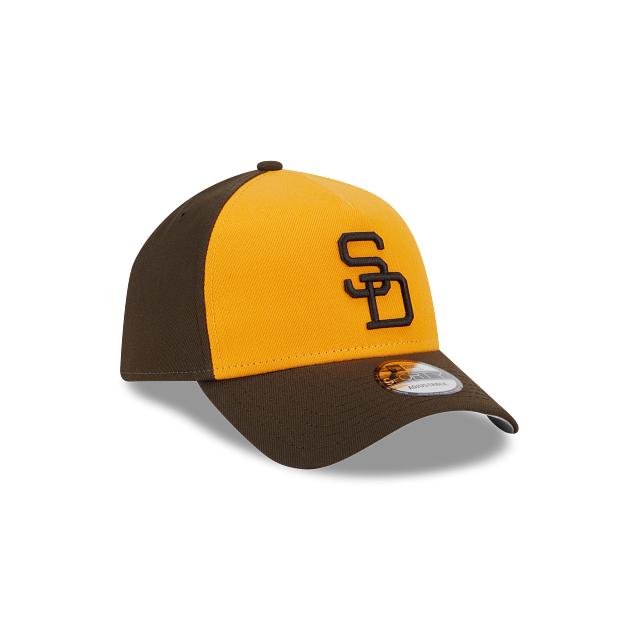 San Diego Padres New Era MLB 9FORTY 940 Adjustable A-Frame Cap Hat Yellow/Brown Crown Brown Visor Brown Cooperstown Logo