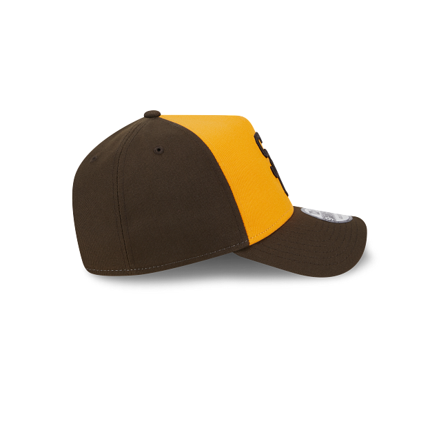 San Diego Padres New Era MLB 9FORTY 940 Adjustable A-Frame Cap Hat Yellow/Brown Crown Brown Visor Brown Cooperstown Logo