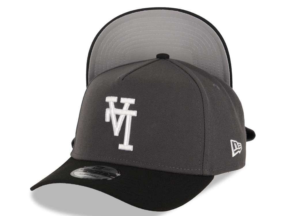 Los Angeles Dodgers New Era MLB 9FORTY 940 Adjustable A-Frame Cap Hat Dark Gray Crown Black Visor White Upside Down Logo Gray UV
