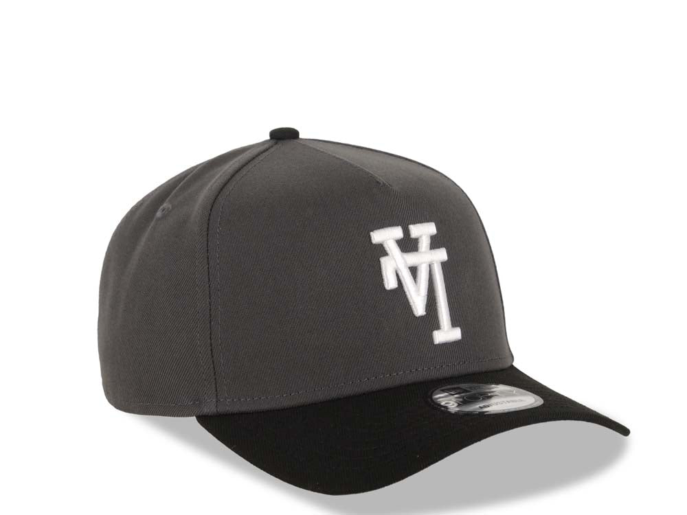 Los Angeles Dodgers New Era MLB 9FORTY 940 Adjustable A-Frame Cap Hat Dark Gray Crown Black Visor White Upside Down Logo Gray UV