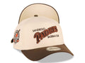 San Diego Padres New Era MLB 9FORTY 940 Adjustable A-Frame Cap Hat Cream Crown Brown Visor Brown/Orange Baseball Club Logo 40th Anniversary Side Patch