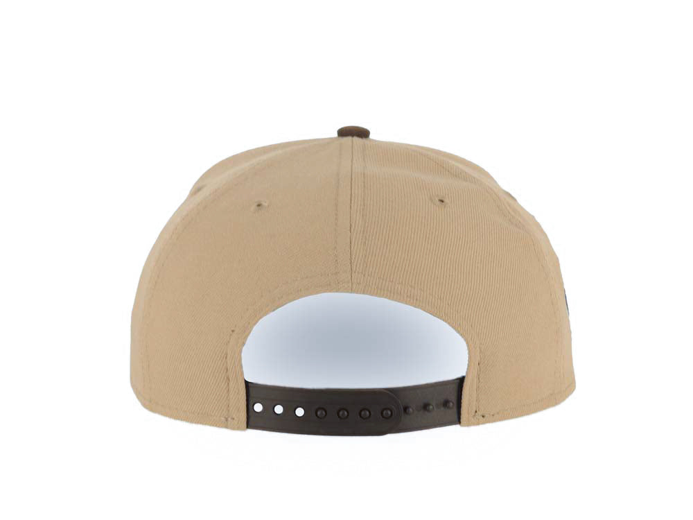 Los Angeles Dodgers New Era MLB 9FORTY 940 A-Frame Adjustable Cap Hat Khaki Crown Brown Visor White Upside Down Logo Stadium Side Patch Gray UV