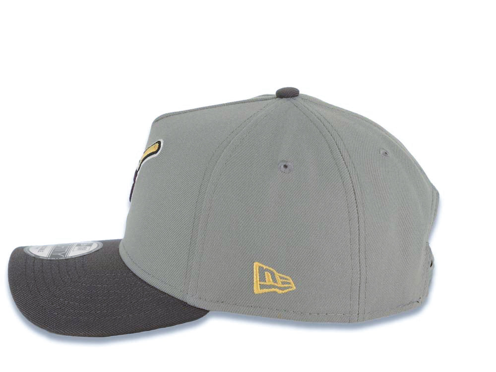 San Diego Padres New Era MLB 9FORTY 940 Adjustable A-Frame Cap Hat Gray Crown Dark Gray Visor Maroon/Yellow Swinging Friar Logo 25th Anniversary Side Patch