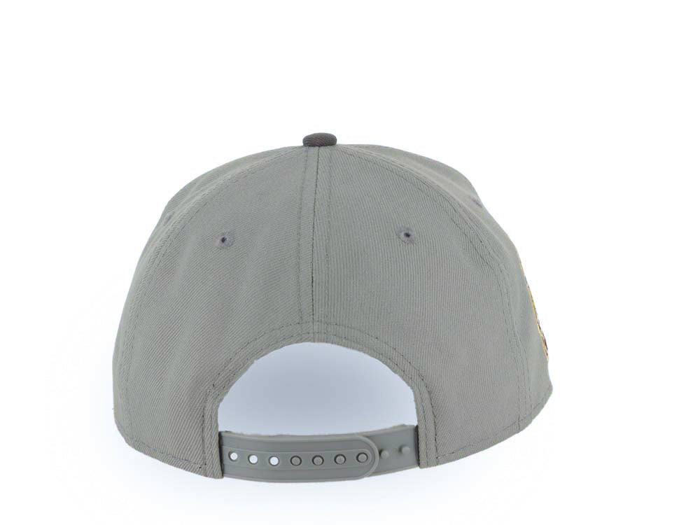 San Diego Padres New Era MLB 9FORTY 940 Adjustable A-Frame Cap Hat Gray Crown Dark Gray Visor Maroon/Yellow Swinging Friar Logo 25th Anniversary Side Patch