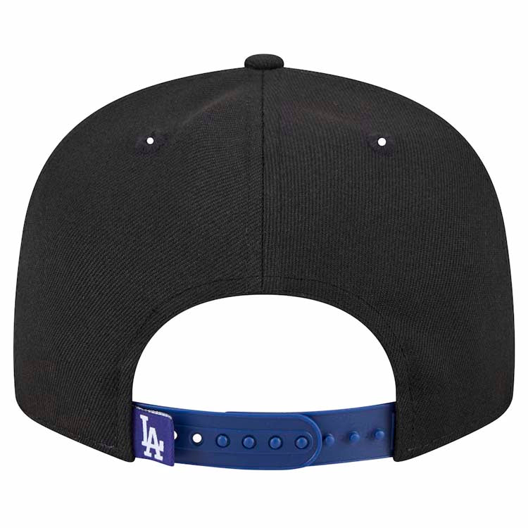 Los Angeles Dodgers New Era MLB 9FIFTY 950 Snapback Cap Hat Black Crown Royal Blue Visor Text Logo Splatter