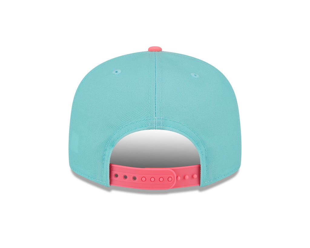 (City Connect) San Diego Padres New Era MLB 9FIFTY 950 Snapback Cap Hat Teal Crown Magenta Visor Yellow/Magenta Swing Friar Logo