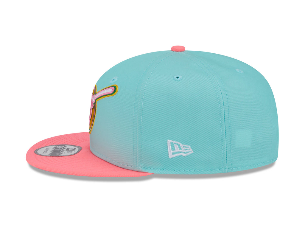 (City Connect) San Diego Padres New Era MLB 9FIFTY 950 Snapback Cap Hat Teal Crown Magenta Visor Yellow/Magenta Swing Friar Logo