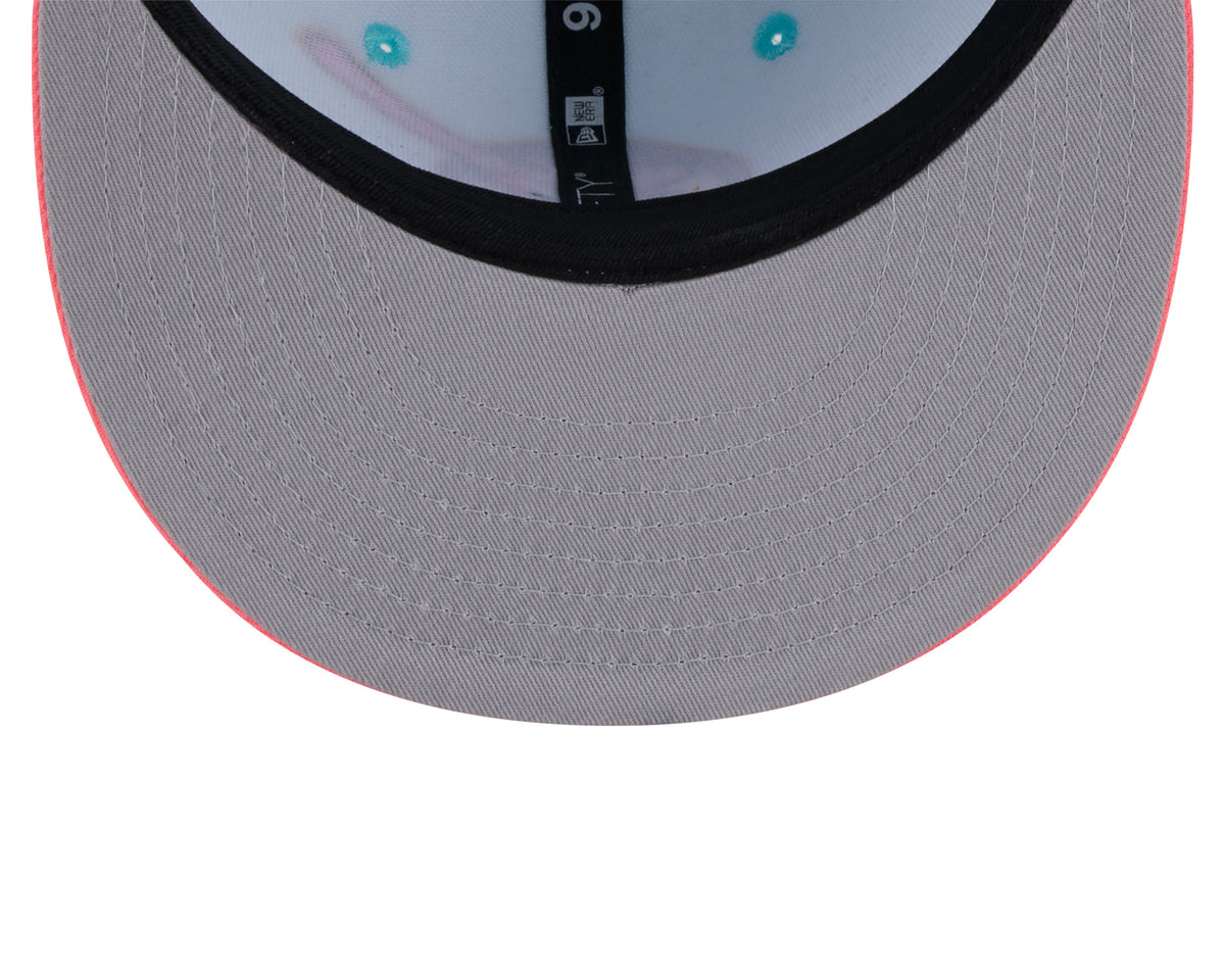 (City Connect) San Diego Padres New Era MLB 9FIFTY 950 Snapback Cap Hat Teal Crown Magenta Visor Yellow/Magenta Swing Friar Logo