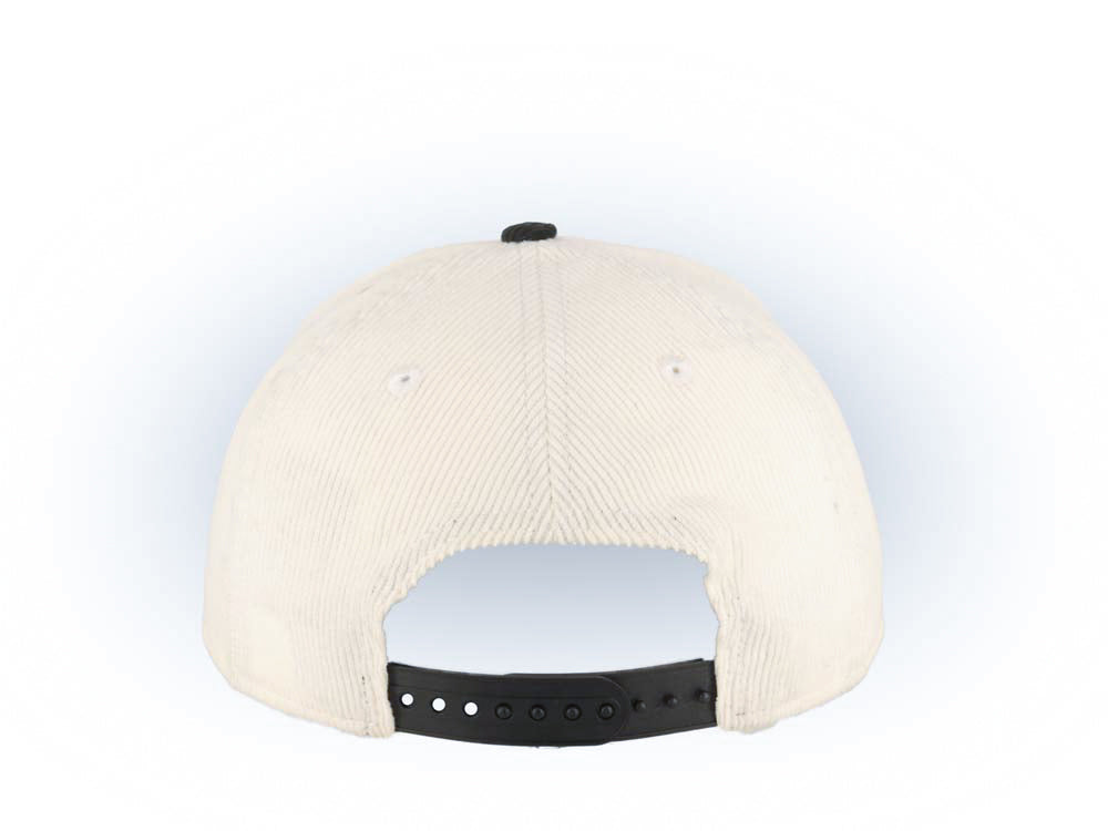 (Corduroy) Los Angeles Dodgers New Era MLB 9FORTY 940 Adjustable A-Frame Cap Hat Cream Crown Black Visor Black Upside Down Logo