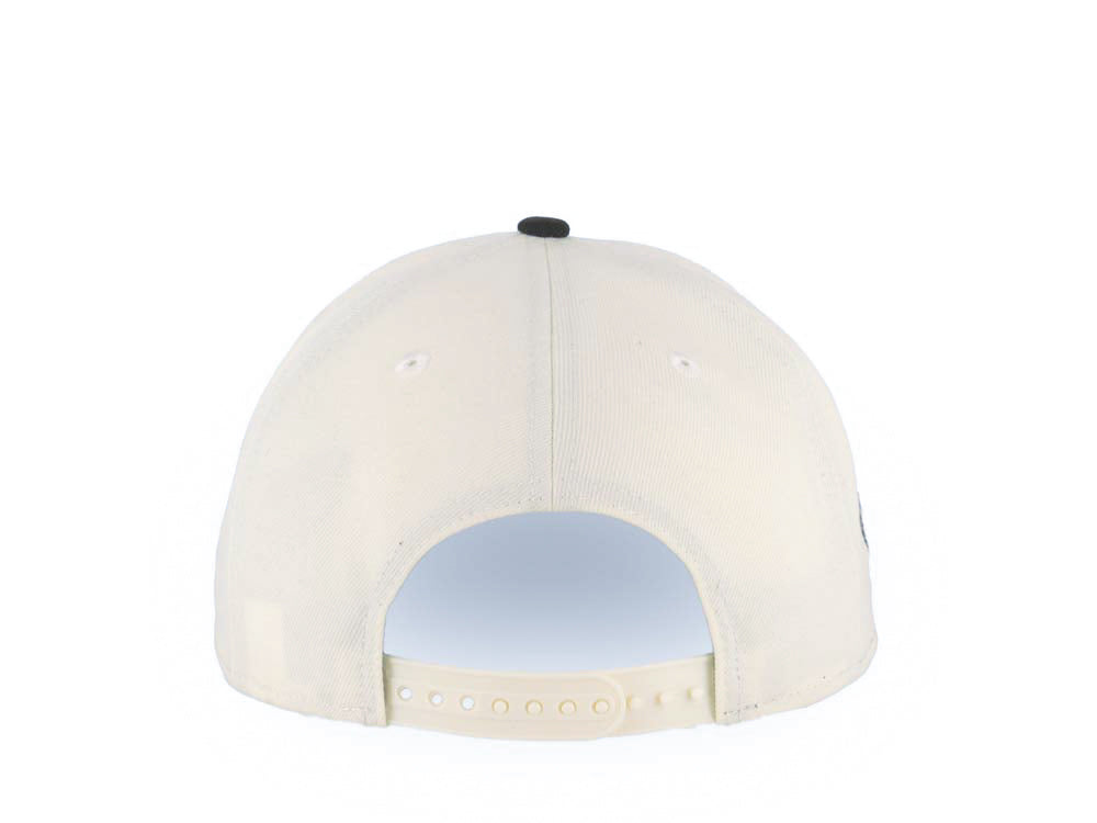 Los Angeles Dodgers New Era MLB 9FORTY 940 Adjustable A-Frame Cap Hat Cream Crown Black Visor Black Upside Down Logo Stadium Side Patch Green UV