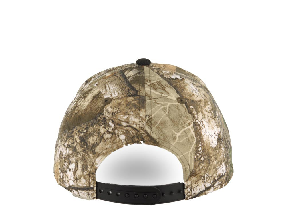 Los Angeles Dodgers New Era MLB 9FORTY 940 Adjustable A-Frame Cap Hat Real Tree Edge Camo Crown Black Visor Upside Down White Logo Gray UV