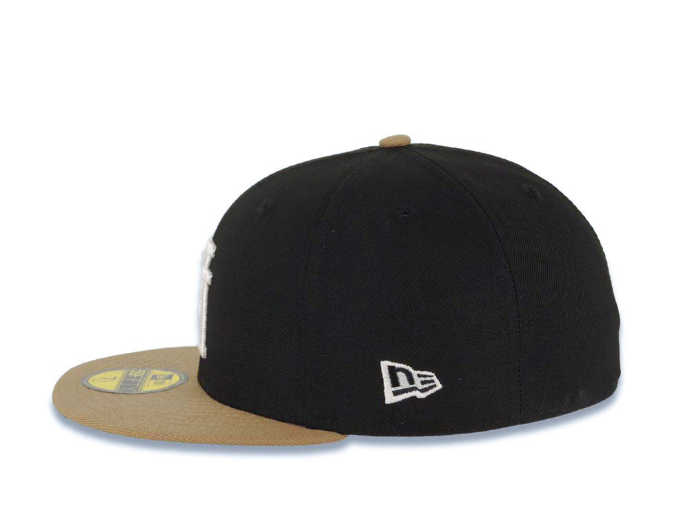 Los Angeles Dodgers New Era MLB 59FIFTY 5950 Fitted Cap Hat Black Crown Khaki Visor White Upside Down Logo 2007 All-Star Game Side Patch Green UV
