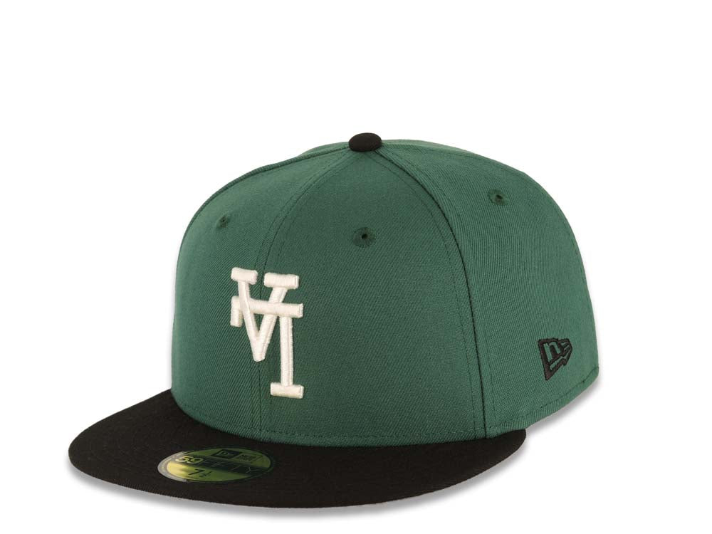Los Angeles Dodgers New Era MLB 59FIFTY 5950 Fitted Cap Hat Green Crown Black Visor White Upside Down Logo 60th Anniversary Side Patch