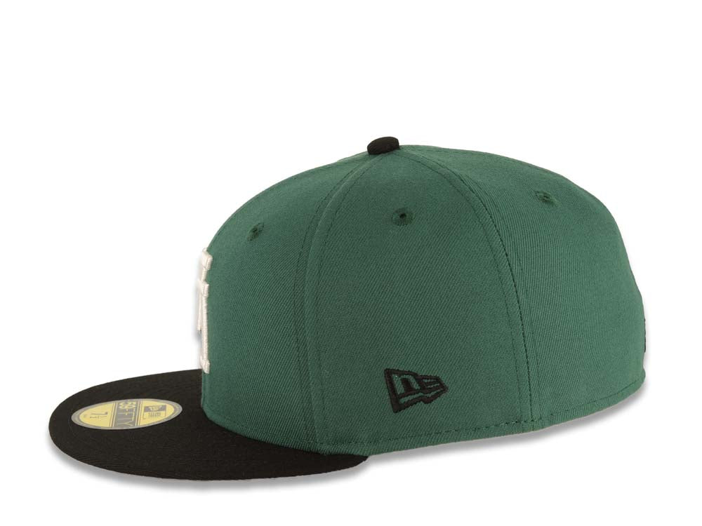 Los Angeles Dodgers New Era MLB 59FIFTY 5950 Fitted Cap Hat Green Crown Black Visor White Upside Down Logo 60th Anniversary Side Patch