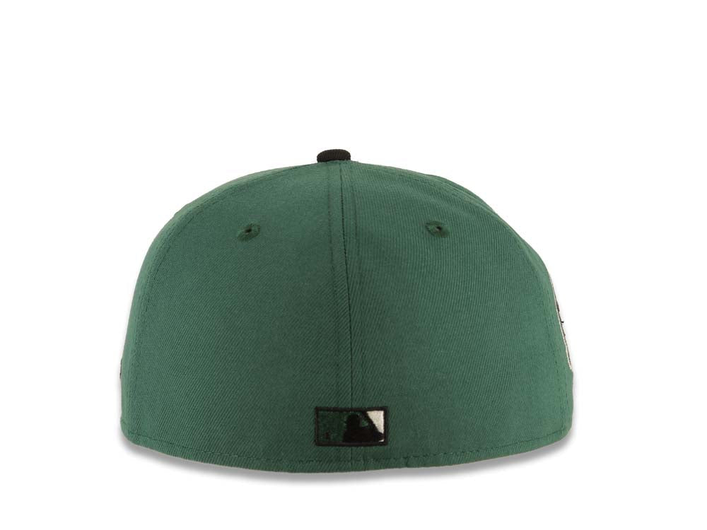 Los Angeles Dodgers New Era MLB 59FIFTY 5950 Fitted Cap Hat Green Crown Black Visor White Upside Down Logo 60th Anniversary Side Patch