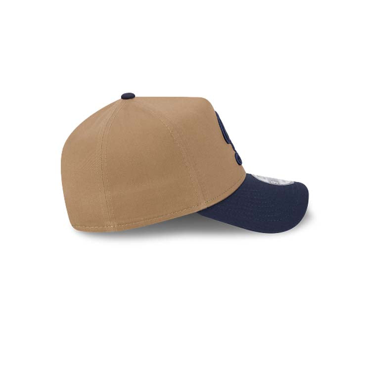 Los Angeles Dodgers New Era MLB 9FORTY 940 Adjustable A-Frame Cap Hat Khaki Crown Navy Blue Visor Navy Logo (2024 City Connect)