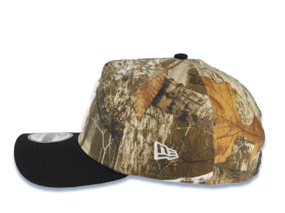Los Angeles Dodgers New Era MLB 9FORTY 940 Adjustable A-Frame Cap Hat Real Tree Edge Camo Crown Black Visor White Upside Down Logo Stadium Patch