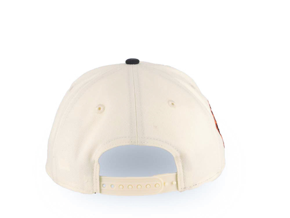 San Diego Padres New Era MLB 9FORTY 940 Adjustable A-Frame Cap Hat Cream Crown Navy Visor Navy/Silver/Orange Script Logo 25th Anniversary Side Patch