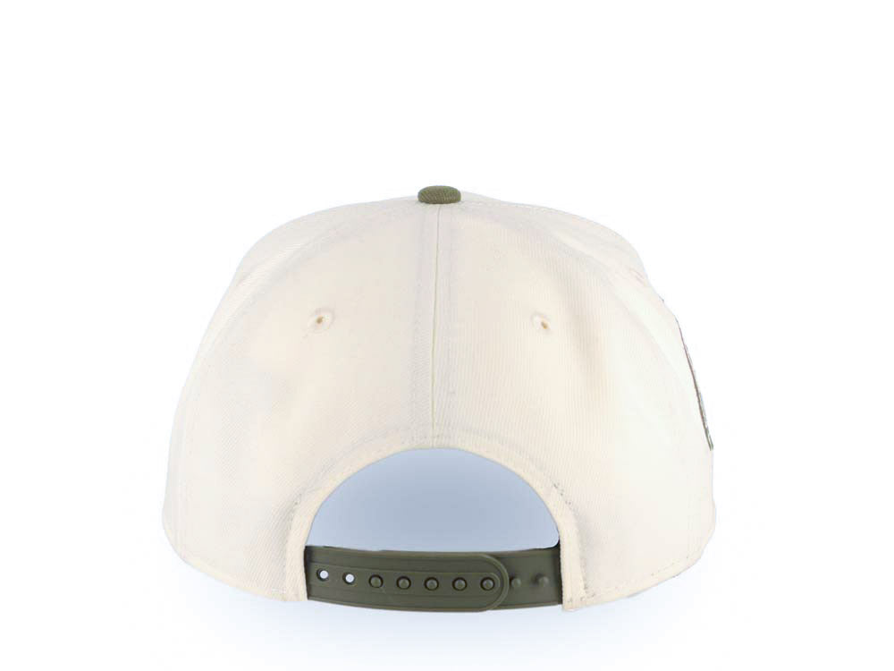 San Diego Padres New Era MLB 9FORTY 940 Adjustable A-Frame Cap Hat Cream Crown Olive Green Visor Light Brown Logo 40th Anniversary Side Patch
