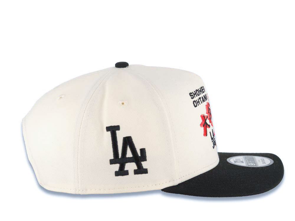 Los Angeles Dodgers New Era MLB 9FIFTY 950 Snapback A-Frame Cap Hat Cream Crown Black Visor Black/Red/Blue Shohei Ohtani Logo With LA Side Patch
